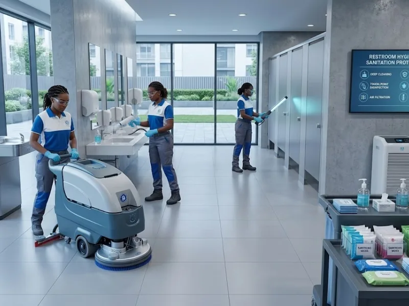 Sonyuko Cleaning Services team performing hygiene and sanitation cleaning